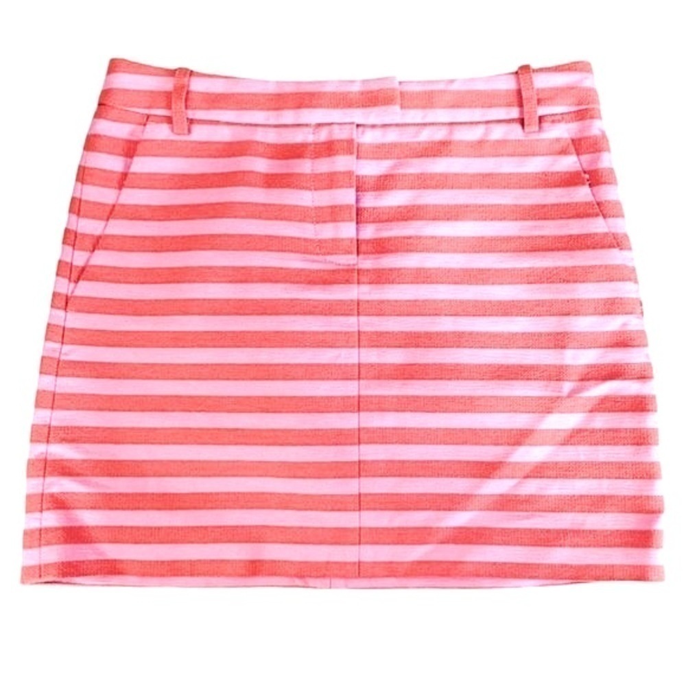 🌺 J. Crew Postcard Pink Stripe Preppy Cotton Mini Skirt Size 2
